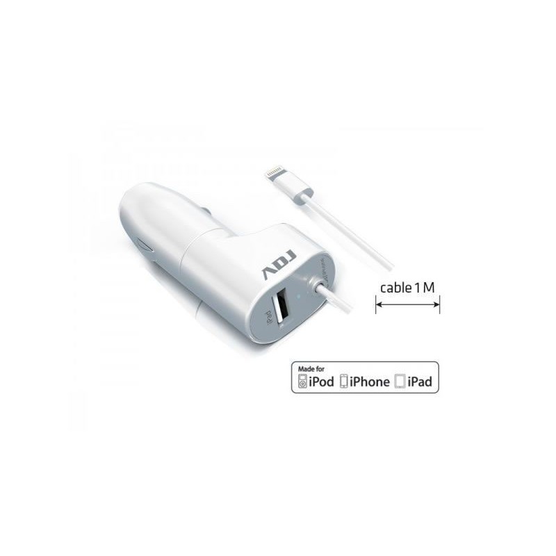 CARICA BATTERIA AUTO 1P USB MFI WH 2.4A LIGHTNING MADE FOR APPLE ADJ