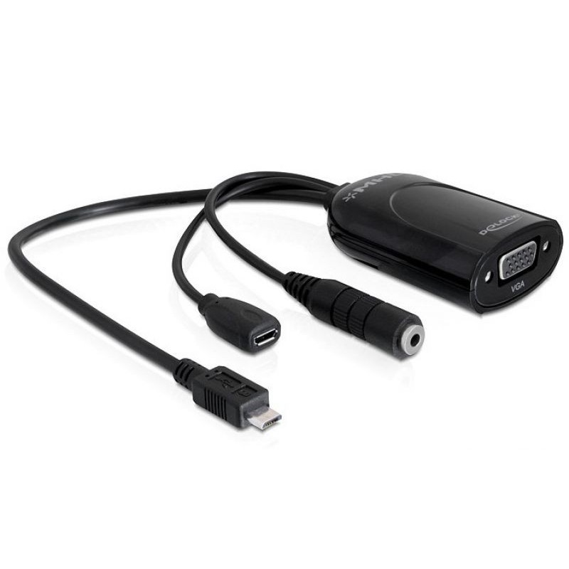 ADATTATORE MHL MICRO USB-VGA + MICR O USB FEMM + CONNETTORE STEREO