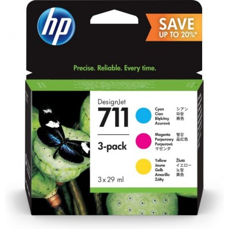 INK HP MULTIPACK P2V32A N711 CIANO/MAGENTA/GIALLO 2X29ML