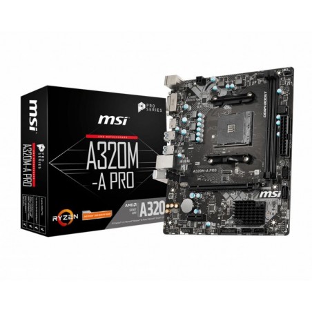 MB MSI A320M-A PRO AM4 RYZEN NO VGA 2D4 4S3 6U3 PCIE GBLAN DVI/HDMI