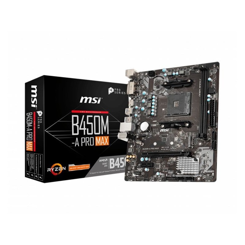 MB MSI B450M-A PRO MAX AM4 RYZEN 2D 6S3 1M.2 6U3 PCIE GBLAN D/H RAID