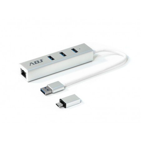 HUB USB 3.0 3P ADATTATORE TYPE-C SL 3-USB 3.0 + RJ45 ADJ