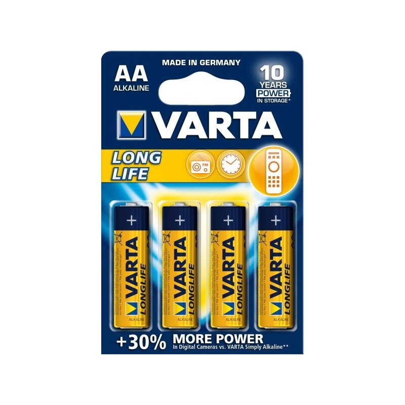 BATTERIA STILO AA 1,5V LR06 LONG LIFE 4PZ VARTA