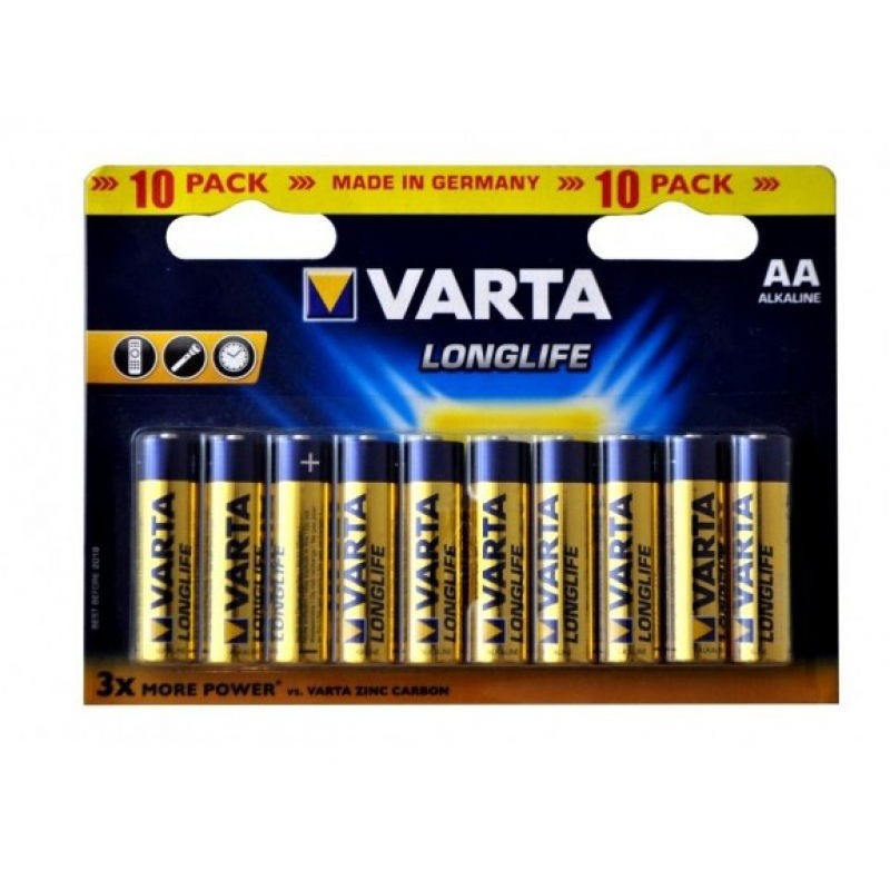 BATTERIA STILO AA 1,5V LR06 LONG LIFE 10PZ VARTA MEGAPACK