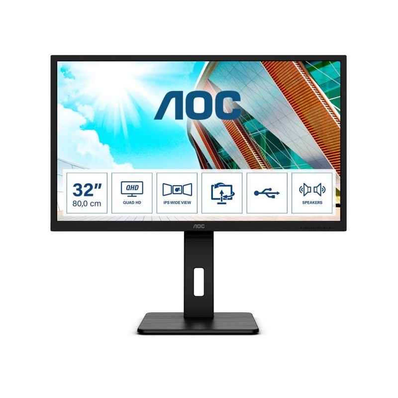 MON 31,5 "IPS HDMI DP QHD MM 4MS AOC Q32P2 REG ALTEZZA PIVOT