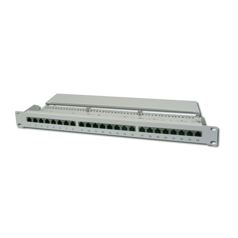 PATCH PANEL 24 PORTE SCHERMATO STP CAT.5E 8 POLI RACK 19" GRIGIO