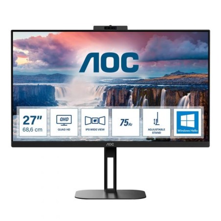 MON 27"IPS 2560-1440 2K HDMI DP USB AOC Q27V5CW/BK USBC MM WEBCAM