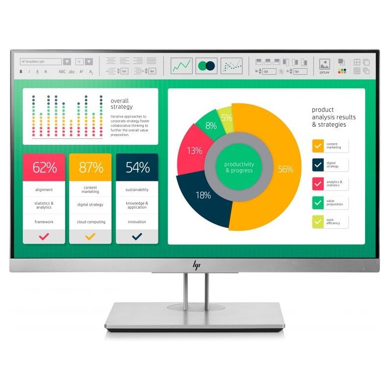 MON 21,5"LED VGA HDMI DP VESA PIVOT HP E223 16:9 1000:1 5MS SILVER