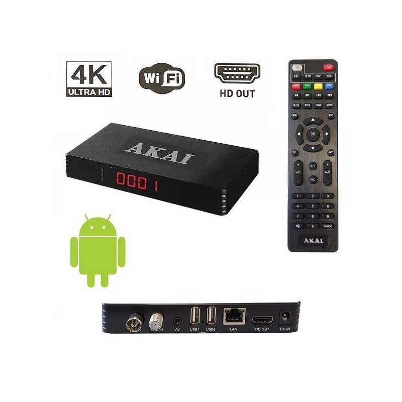 DECODER DVBT-2 AKAI COMBO SAT TERRE T2+S2 ANDROID SMART BONUSOK 2TUNER