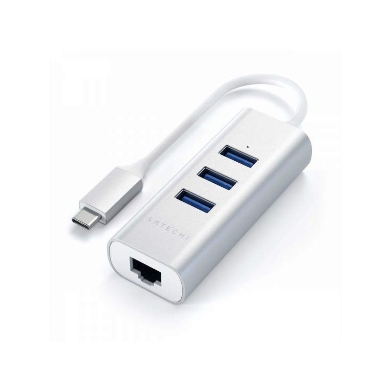 HUB DOCK TYPE C TO USB 3.0-ETH. SLV SILVER 3P USB 3,0- 1 ETHERNET