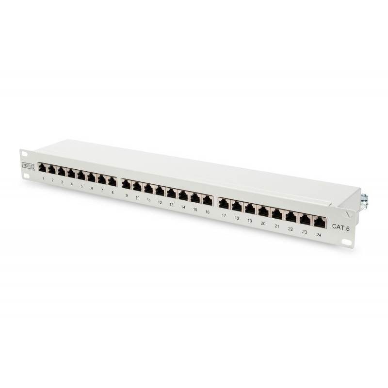 PATCH PANEL 24 PORTE SCHERMATO CAT.6 8 POLI RACK 19" BIANCO