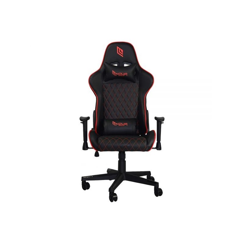 POLTRONA GAMING NOUA KUI K7 POGGIA TESTA E CUSCINO BLACK/RED